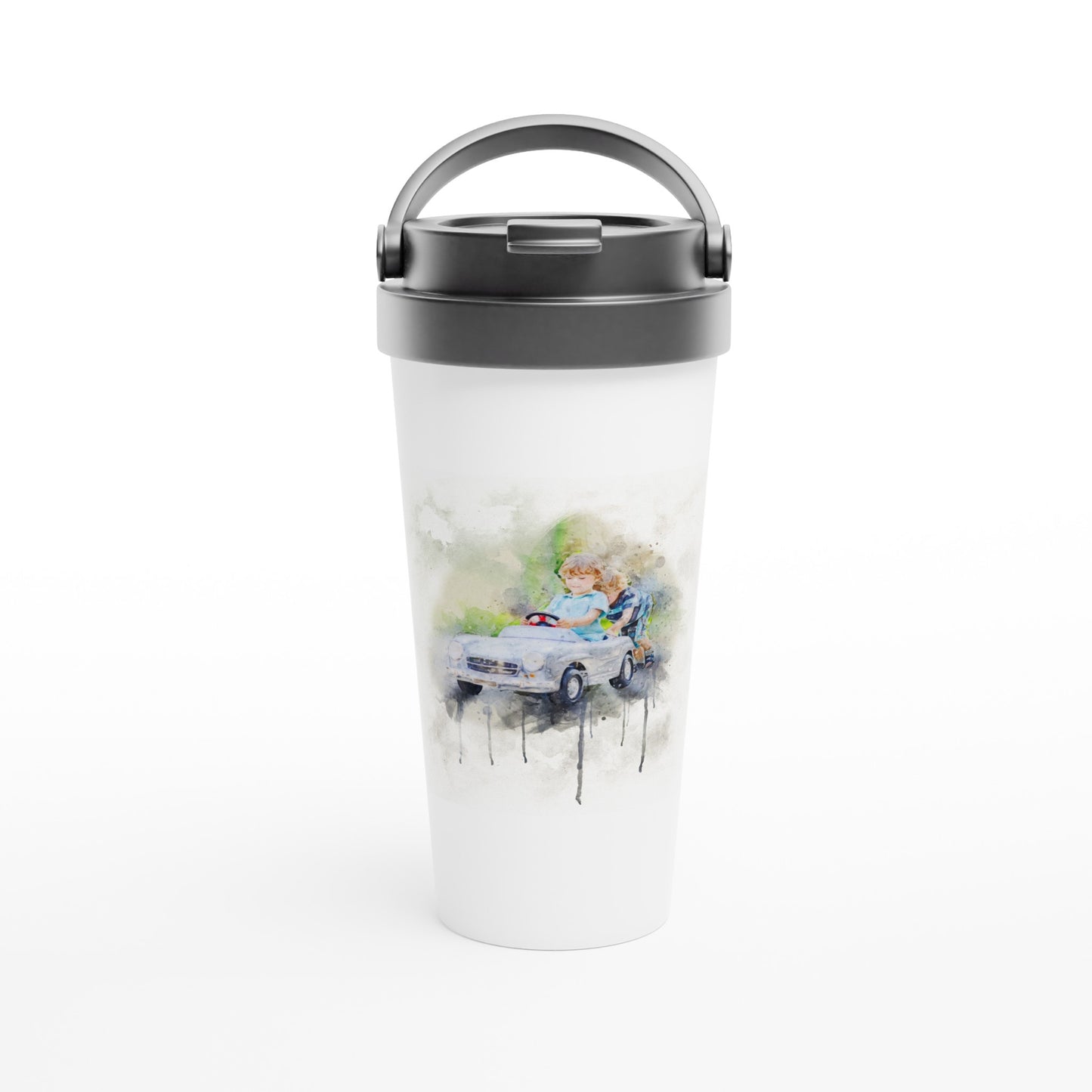 White 15oz Stainless Steel Travel Mug