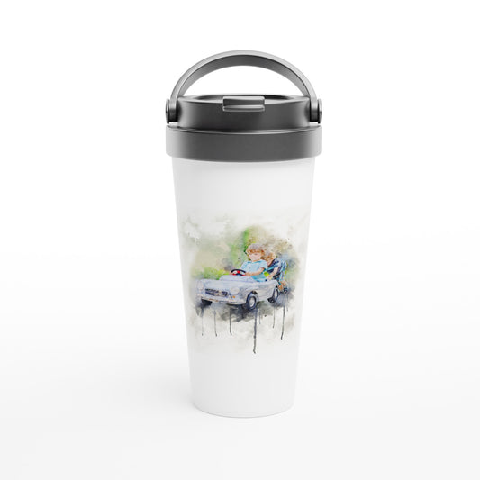 White 15oz Stainless Steel Travel Mug